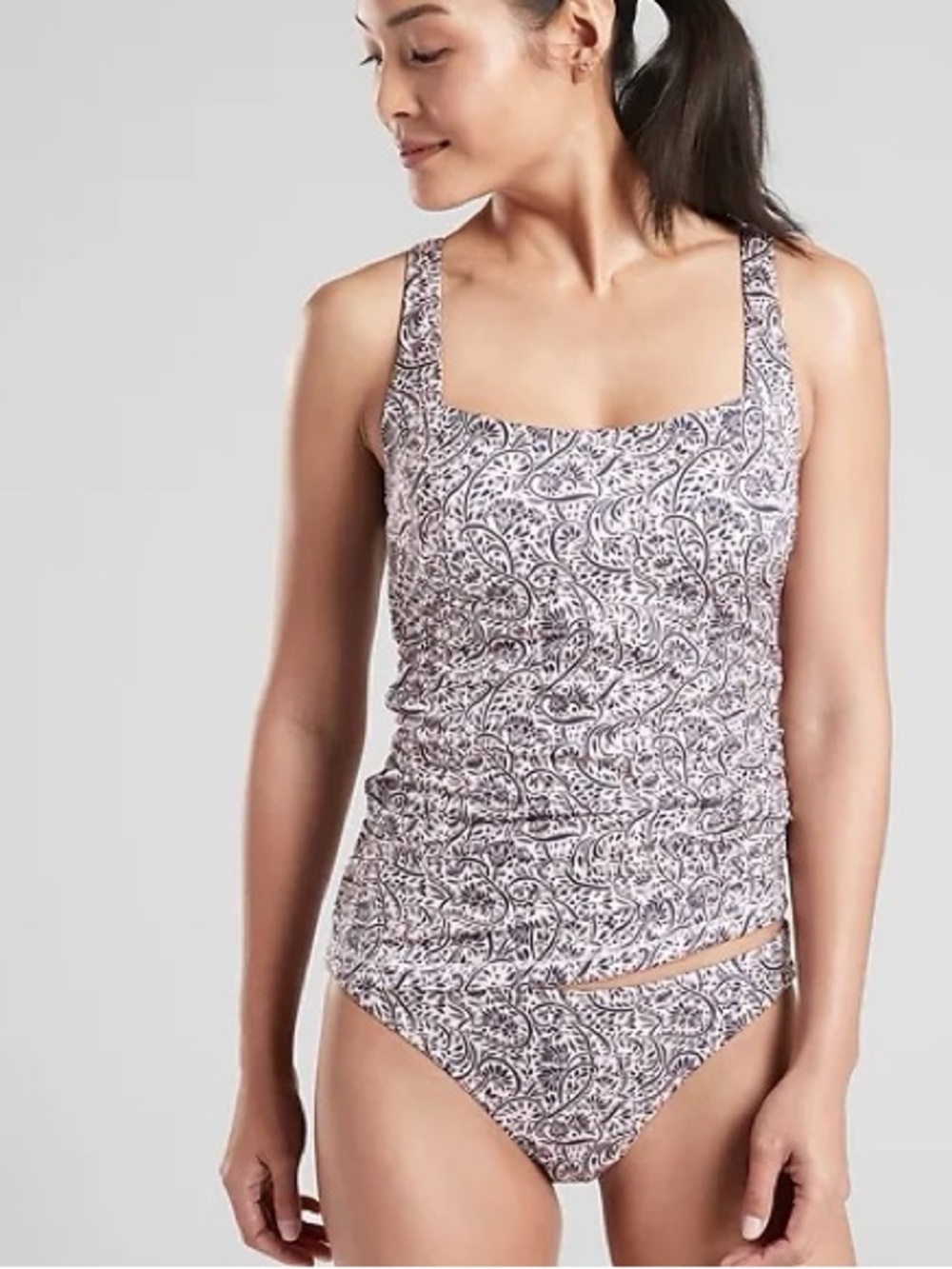 NWT Athleta Aqualuxe Batik Paisley Print Tankini Swimsuit Top Size 34 B/C
